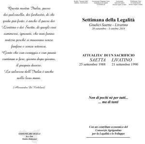 Invito a presenziare Iniziative Settimana della Legalità Giudici Saetta Livatino (3) 2-1